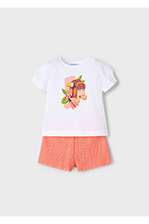 Mayoral Kız Çocuk Şort Ve Tişört Takımı 3211 Turuncu