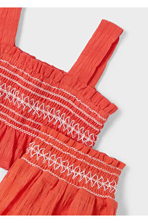 Mayoral Kız Çocuk Petek Üst Ve Şort Takımı 3216 Kırmızı