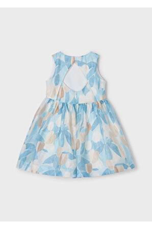 Mayoral Kız Çocuk Çiçek Desenli Astarlı Elbise 3913 Mavi