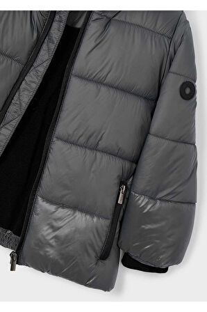 Mayoral Erkek Çocuk Kapüşonlu Dolgulu Parlak Kumaş Mont 4416 Gri