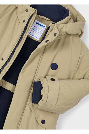 Mayoral Erkek Çocuk Kapüşonlu Uzun Parka Mont 4419 Bej