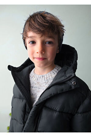 Mayoral Erkek Çocuk Kapüşonlu Uzun Şişme Dolgulu Mont 4422 Siyah