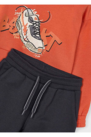 Mayoral Erkek Çocuk Serigrafi Baskılı Eşofman Takımı 4802 Turuncu