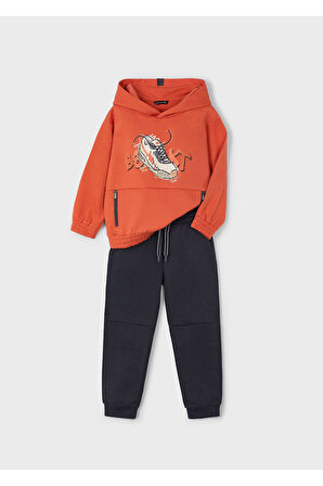 Mayoral Erkek Çocuk Serigrafi Baskılı Eşofman Takımı 4802 Turuncu