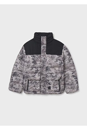 Mayoral Erkek Çocuk Dik Yaka Gizli Kapüşon Dolgulu Mont 7414 Gri