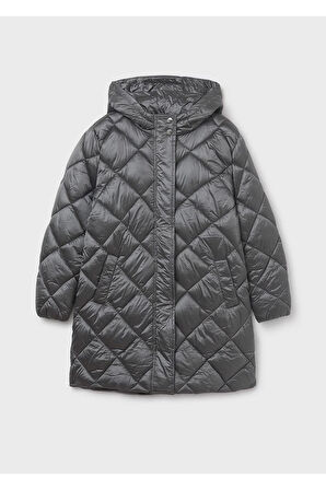 Mayoral Kız Çocuk Dolgulu Yumuşak Tüylü Astarlı Uzun Kışlık Mont 7432 Gri