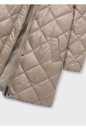 Mayoral Kız Çocuk Dolgulu Yumuşak Tüylü Astarlı Uzun Kışlık Mont 7432 Krem