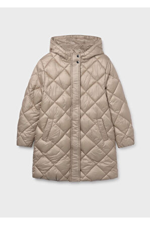 Mayoral Kız Çocuk Dolgulu Yumuşak Tüylü Astarlı Uzun Kışlık Mont 7432 Krem