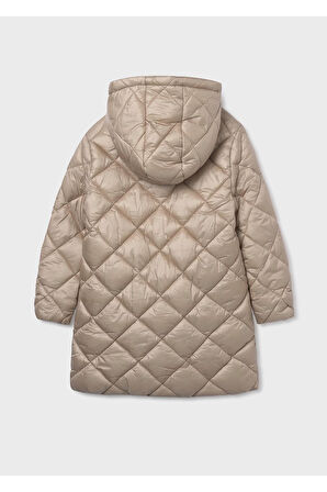 Mayoral Kız Çocuk Dolgulu Yumuşak Tüylü Astarlı Uzun Kışlık Mont 7432 Krem