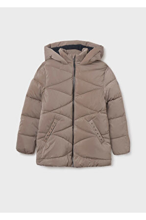 Mayoral Kız Çocuk Dolgulu Yumuşak Doku Uzun Kalın Kışlık Mont 7436 Kahverengi
