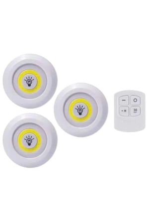 Led Lamba 3'lü Uzaktan Kumandalı Yapışkanlı