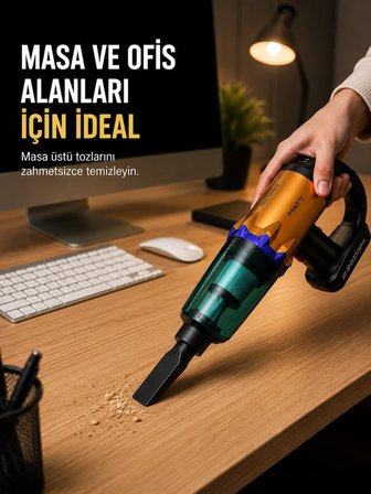 Mey İthalat Kablosuz Araç Süpürgesi Yıkanabilir Filtreli Taşınabilir El Tipi Süpürge