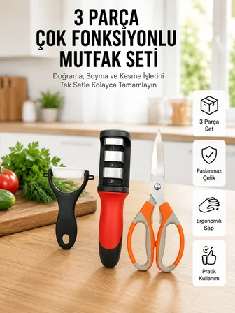 Mey İthalat Çok Fonksiyonlu Mutfak Makas Seti –Pratik Mutfak Yardımcısı Yeni Nesil