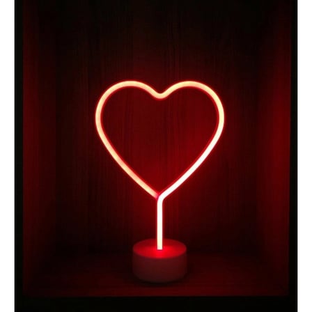 Mey İthalat Neon Işıklı Kalp Masa Gece Lambası PİL+USB