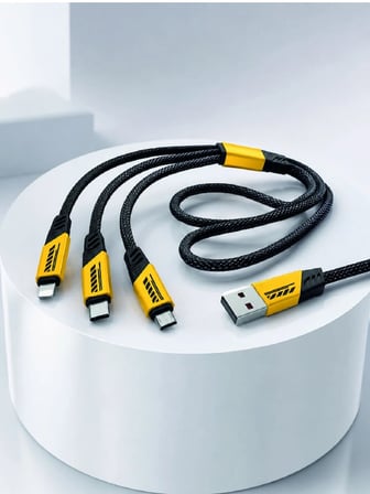 Mey İthalat 3'ü 1 Arada USB Şarj Kablosu 240W Hızlı Şarj ve Veri Aktarım Kablosu