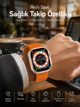 Mey İthalat Akıllı Saat Bluetooth Bağlantılı Uyku ve Sağlık Takibi