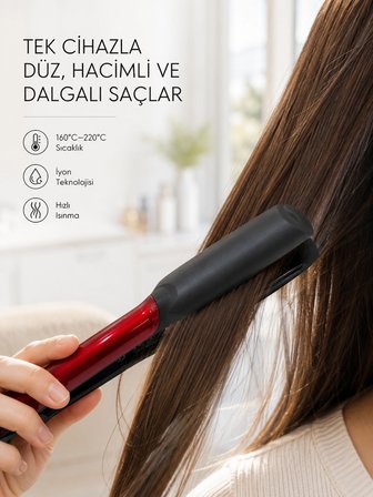 Mey İthalat Çok Yönlü Kullanım Sunan Saç Düzleştirici – Düzleştirici ve Hacim Verici