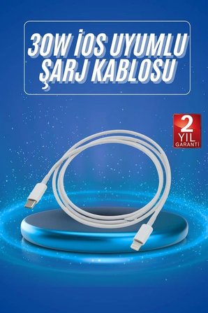 Mey İthalat Type-C Ligtning 30W İOS Şarj Kablosu Hızlı Şarj Kablosu