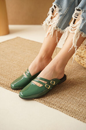 Kadın Terlik Çift Tokalı Burnu Kapalı Ortopedik Terlik Miya