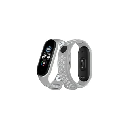 Mi Band 6 Spor Delikli Kordon - Gri-Kırmızı