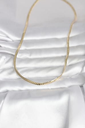CM 14K Gold Renk Yassı Zincir Model 45 cm Kadın Kolye