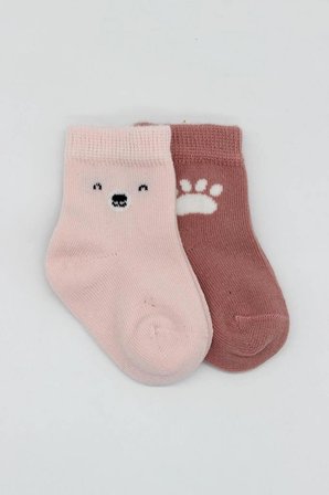 Bear Penye Soket Çorap 2'Li BS10116 Pembe(ADET FİYATIDIR)