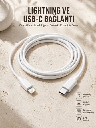 Mey İthalat Type-C Ligtning 30W İOS Şarj Kablosu Hızlı Şarj Kablosu