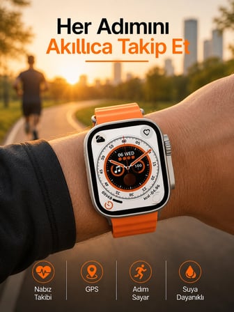 Mey İthalat Yeni Nesil Ultra Akıllı Saat Adımsayar Uyku Takibi Nabız Sensörü Yeni Nesil