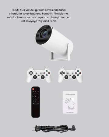 Mey İthalat Kablosuz Projeksiyon Cihazı 4K Destekli HDMI USB Oyun Uyumlu