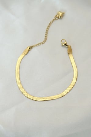 L Çelik Gold Renk İtalyan Zincirli Bileklik