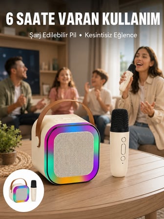 Mey İthalat Taşınabilir Karaoke Mikrofon Seti Bluetooth Hoparlörlü Yeni Nesil