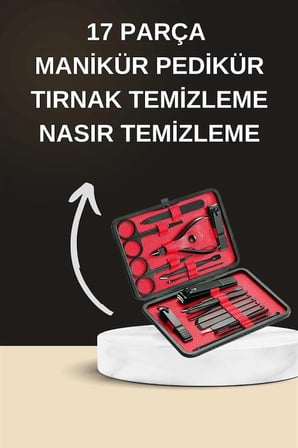 Mey İthalat Elektrikli Manikür Pedikür Seti İkili Set 17 Parça Tırnak Bakımı Nasır Temizleme Tırnak Şekillendirme