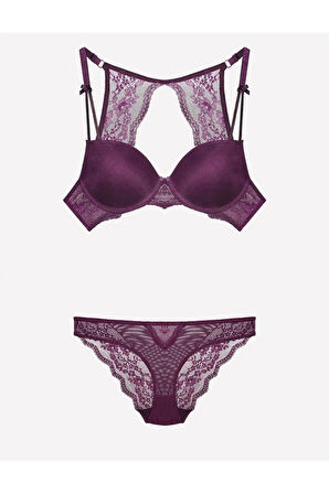 Destekli Danteli Büstiyer Takım