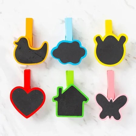 Desenli Notlu Ahşap Mandal (6'lı Set - 10 Paket)