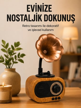 Mey İthalat Retro Tasarımlı Mini Bluetooth Hoparlör ve FM Radyo Çoklu Medya Yeni Nesil