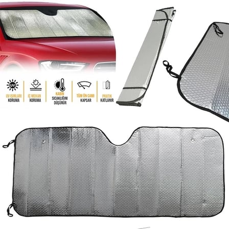 Araç Ön Cam Güneşlik UV ve Isı Koruma Katlanabilir Toyota Corolla Skoda Superb Dacia Duster Ford Focus