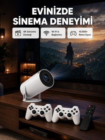 Mey İthalat Bluetooth 5.0 ve Wi-Fi 6 Akıllı 4K Projeksiyon Yeni Nesil