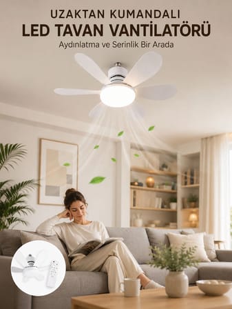 Yüksek Aydınlatma Performansına Sahip LED Tavan Fanı Sessiz Çalışma Güçlü Esinti ve Uzaktan Kumanda Kontrolü