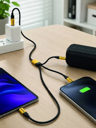 Mey İthalat 240W 3'Ü 1 ARADA HIZLI ŞARJ KABLOSU