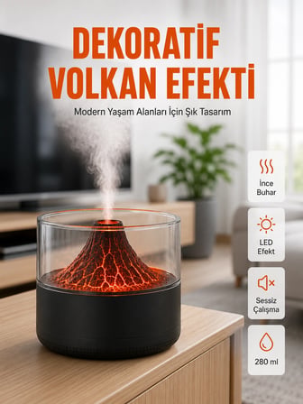 Mey İthalat Volkanik Tasarımlı LED Işıklı Ultrasonik Nemlendirici