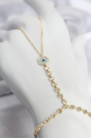 Mey İthalat Gold Renk Pirinç Zirkon Taşlı Nazar Model Şahmeran