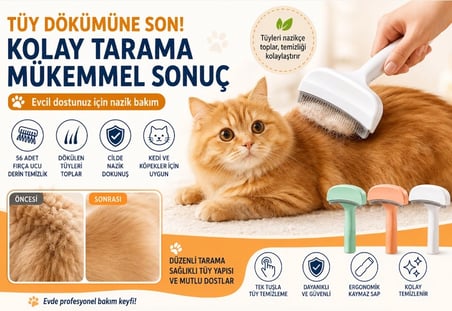 Mey İthalat Metal Uçlu Evcil Hayvan Tüy Toplama Tarağı
