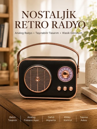 Mey İthalat Retro Tarz Kablosuz Radyo – Bluetooth, USB ve TF Kart Girişli