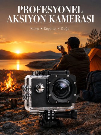 Mey İthalat 4K WiFi Aksiyon Kamerası Ultra HD Su Geçirmez Spor Kamerası