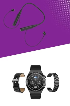 Alarm ve Titreşim Özellikli Akıllı Saat ve Mikrofonlu Kablolu Bluetooth Kulaklık 60 Saat