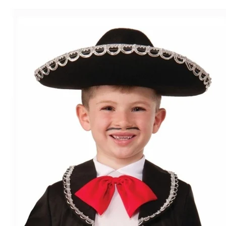 Mey İthalat Gümüş Renk Şeritli Meksika Mariachi Latin Şapkası 55 cm Çocuk