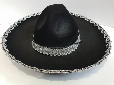 Mey İthalat Gümüş Renk Şeritli Meksika Mariachi Latin Şapkası 55 cm Çocuk