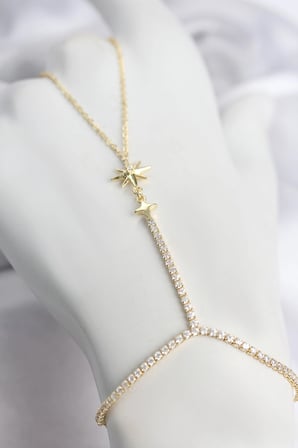 Mey İthalat Gold Renk Pirinç Zirkon Taşlı Kutup Yıldızı Model Şahmeran