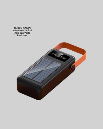 80000 mAh Yüksek Kapasiteli Powerbank Göstergeli Solar Şarj Cihazı