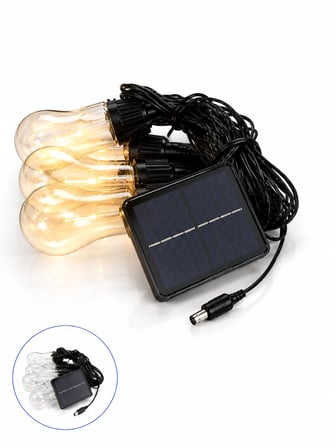 Güneş Enerjili Dış Mekan LED Ampul Işık Zinciri Bahçe ve Teras Dekorasyonu